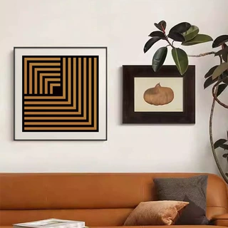 斑马葫芦复古艺术法式中古风客厅装饰画现代抽象挂画组合样板房画