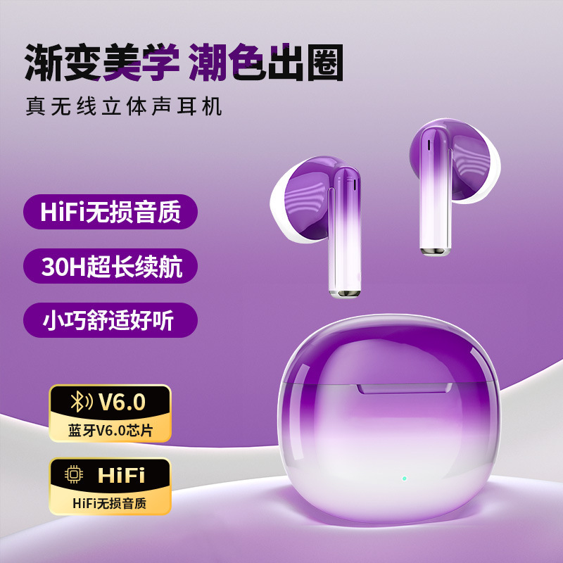 Cross-Border 2026 Spring New Model Ai Multi-Language Wireless Bluetooth Earphones In-Ear Gradient Color Noise Reduction Low Latency