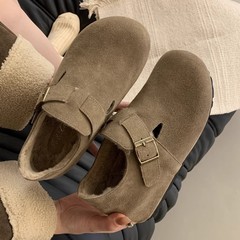 内增高舒适博肯鞋女鞋子2025秋冬季加绒厚底小个子博肯鞋乐福单鞋