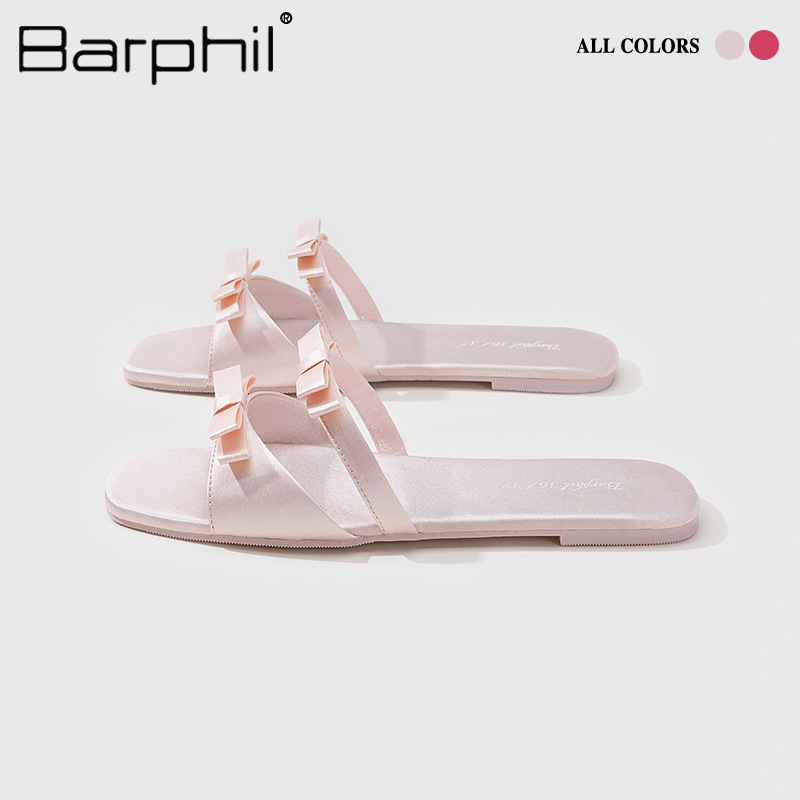 Barphil Slippers Women's Summer Outer Wear 2025 New Fashion Elegant Bow Sandals Women's Niche Design Sense