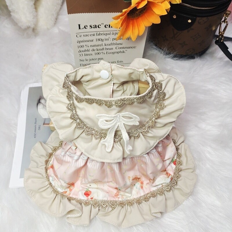 犬服春夏猫プリンセスドレス高精細ロリータ金縁ウサギ小型犬テディビションペット|undefined
