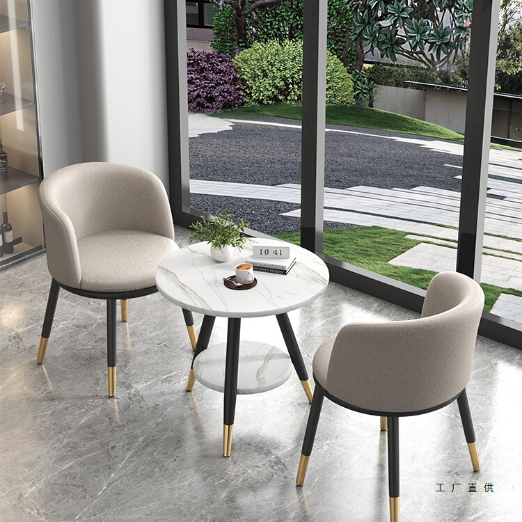 Balcony Small Tea Table and Chair Set, Casual and Luxurious Internet Celebrity One Table and Two Chairs, Rest Area, Reception and Negotiation Table and Chair Combination