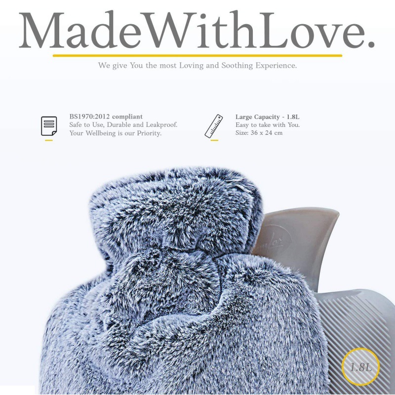 欧标CE认证注水热水 袋防爆暖宝宝暖手袋 加厚毛绒布套暖水袋PVC