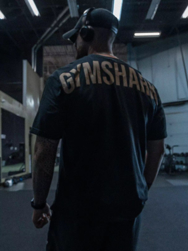 2025クロスボーダー漫画トレンドホットスタイルハンサムGYMSHAPKプリント半袖Tシャツ夏のトレンドブランドラウンドネックトップ|undefined