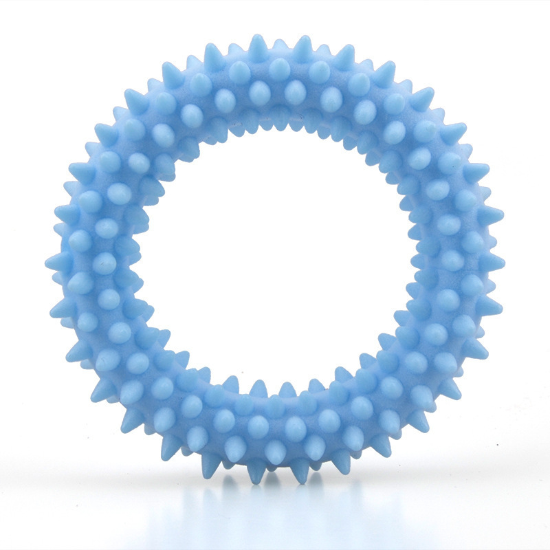 Fábrica transfronteriza nuevo juguete para mascotas TPR espuma Thorn anillo leche sabor pequeño espina anillo molar dientes limpieza perro juguete