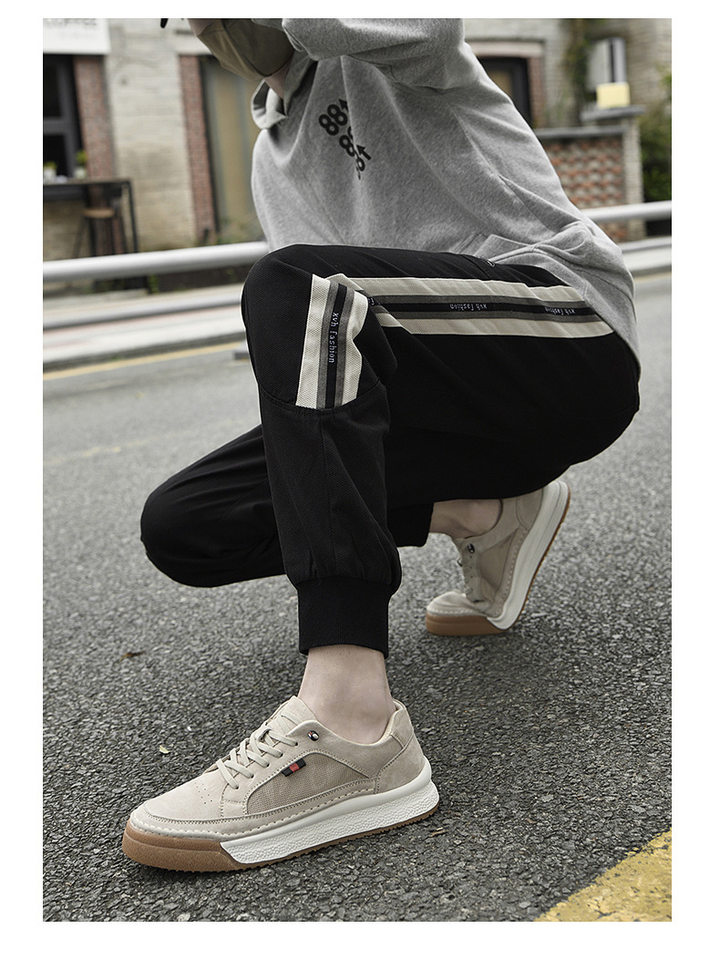 Giày sneaker nam da thật lộn nhung đế dày cổ thấp dáng thể thao — Màu vàng 2633, Màu xám 2633 chi tiết 28