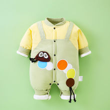 新生儿休闲秋冬加棉宝宝卡通风保暖百搭外穿衣服连体衣婴儿棉袄