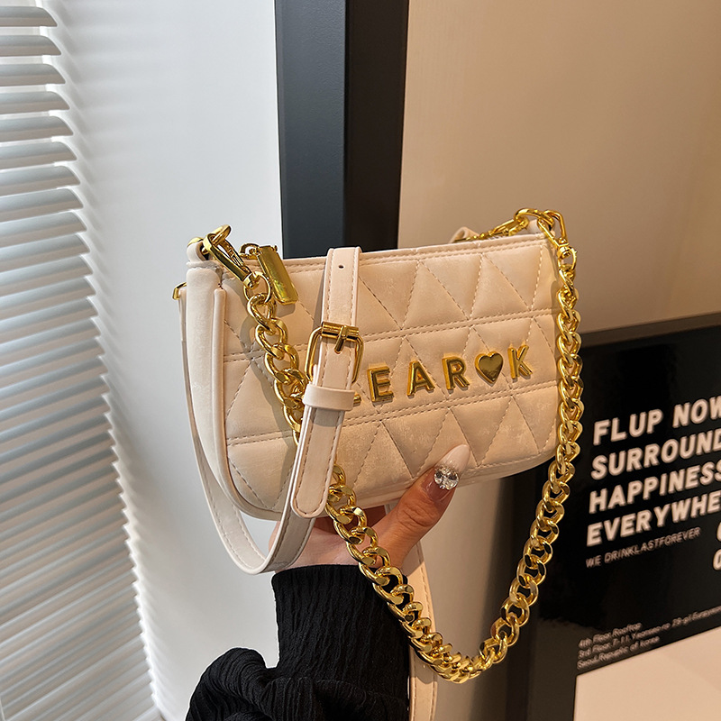 Ladies' 2024 Summer New Arrival Embroidered Lattice Chain Bag, Unique Design, Stylish and Versatile Shoulder Bag