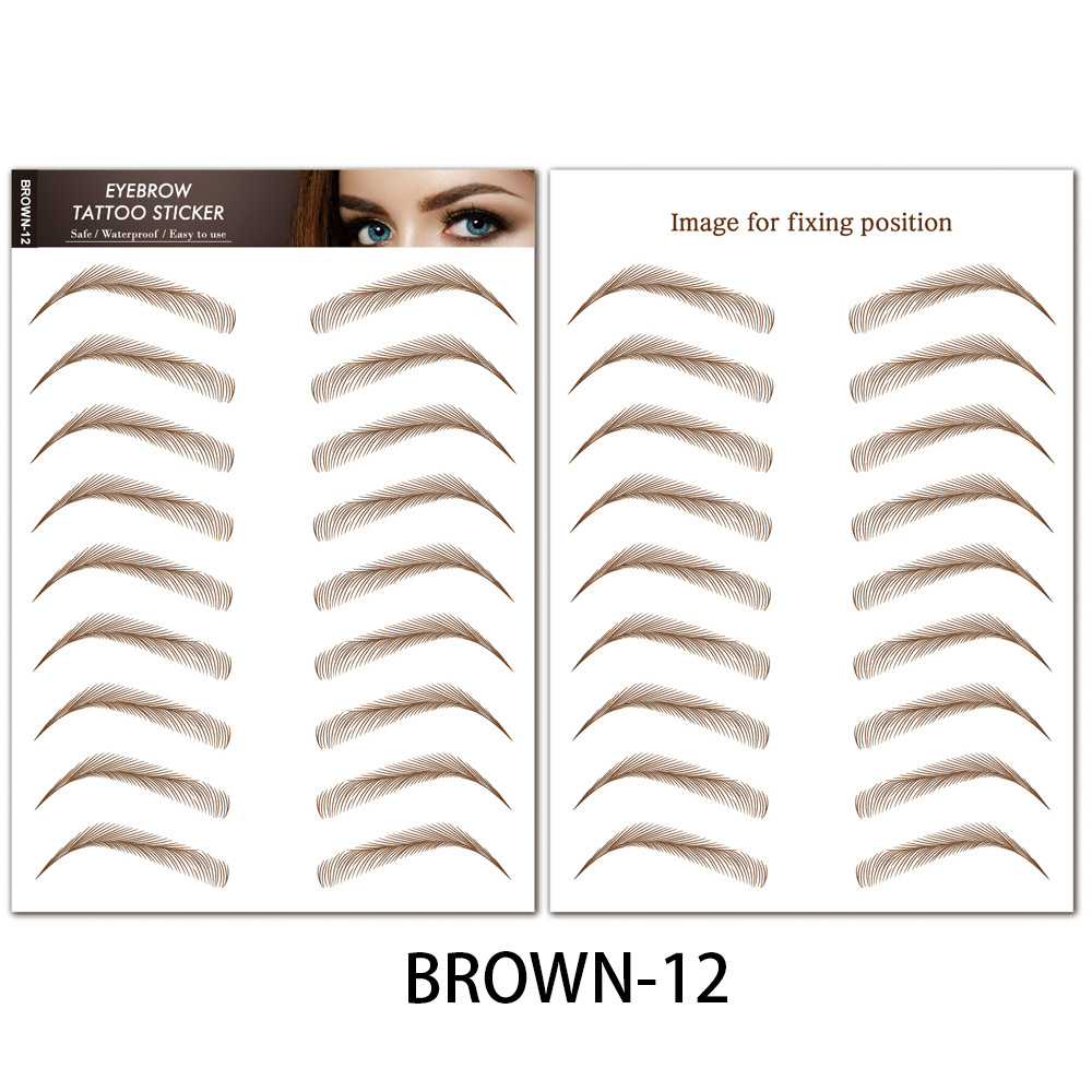 Fabricante de pegatinas de cejas a prueba de agua en stock pegatinas de tatuaje al por mayor de simulación de tordo perezoso tatuaje de cejas 6D pegatinas de cejas