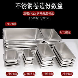 不锈钢份数盆长方形带盖方盆食堂快餐麻辣烫选菜盆奶茶店果酱盒子