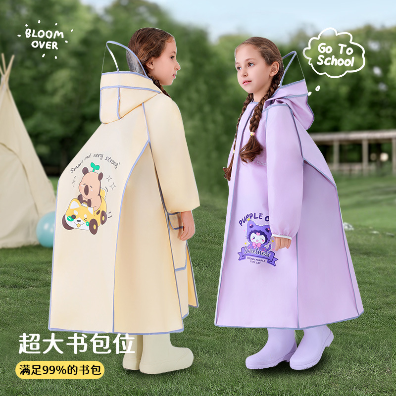 Children's Raincoats Wholesale, Academy Style, for Kindergarten, Older and Younger Children, with Backpack Space, Full-Body Waterproof Kids' Rain Poncho Children's Raincoats Wholesale, Academy Style, for Kindergarten, Older and Younger Children, with Backpack Space, Full-Body Waterproof Kids' Rain Poncho