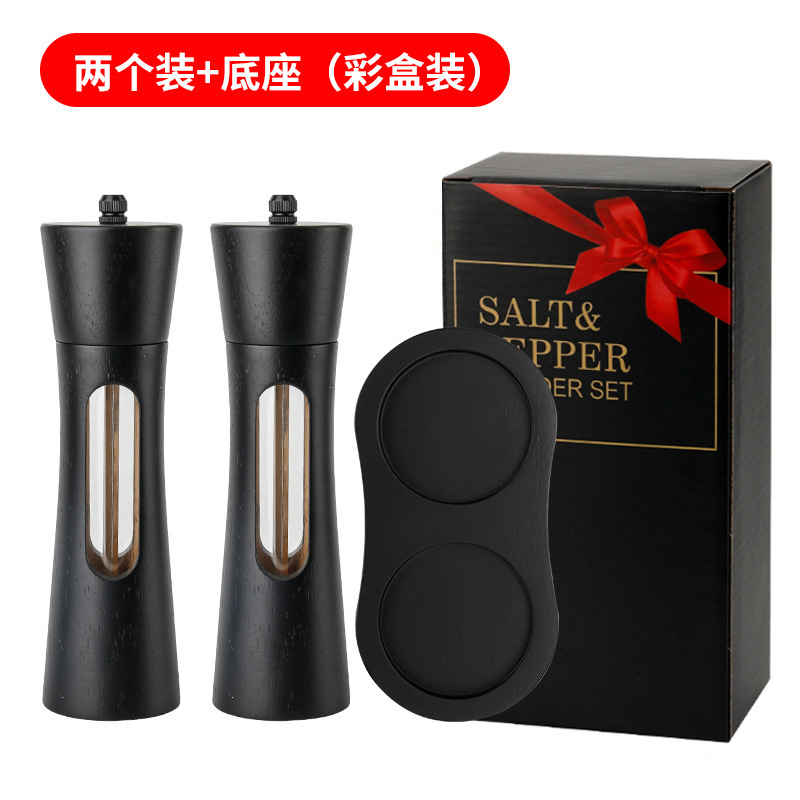 实木质胡椒研磨器厨房亚克力透明花椒海盐黑胡椒磨陶瓷磨芯调料瓶|undefined