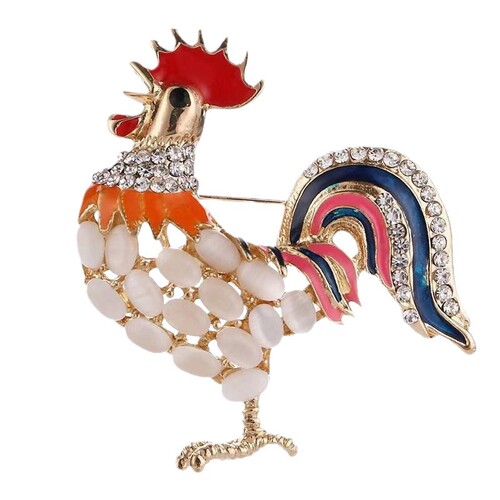 [Professional chicken making] Twelve zodiac chicken brooch, male and female zodiac year jewelry, cute gold corsage badge