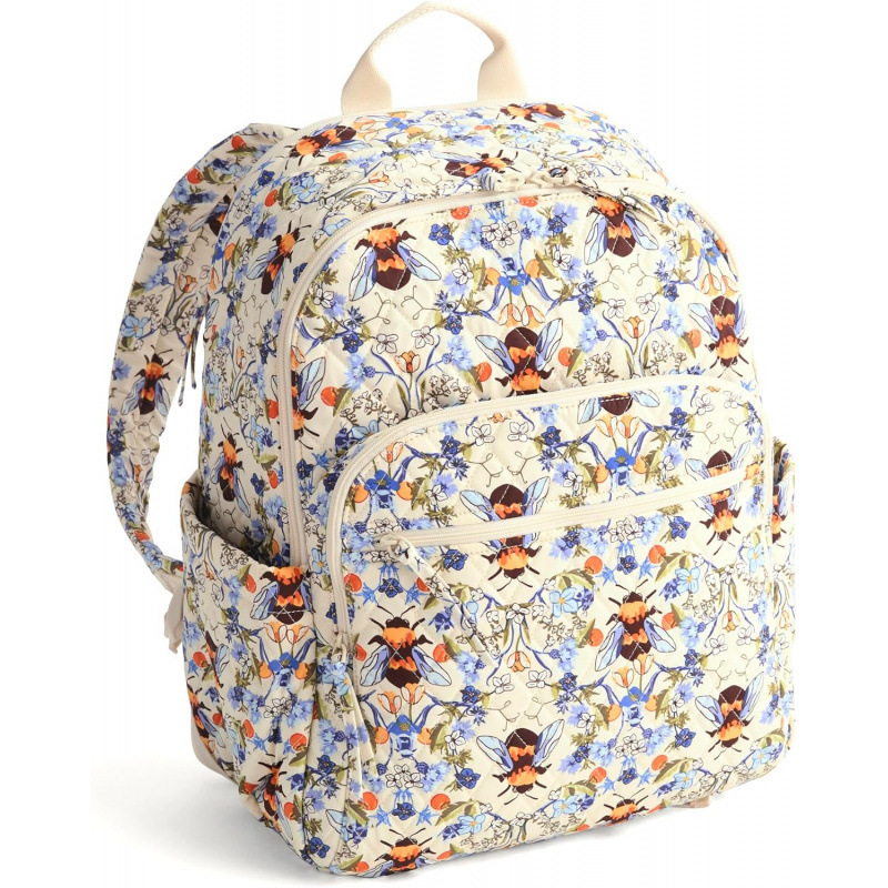 Cross-Border Women's Backpacks, Cotton Gabardine School Bags, Bee Garden Women's Backpacks, Girls' School Bags