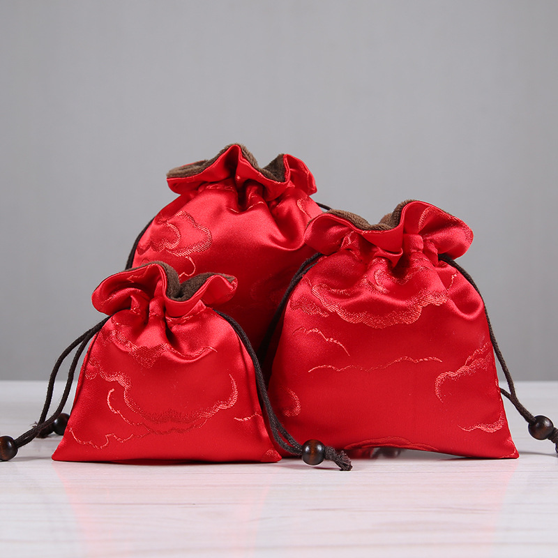 丝绸布料通用绒布包装袋自主珠宝圆手饰红色首饰盒瓷器收纳袋