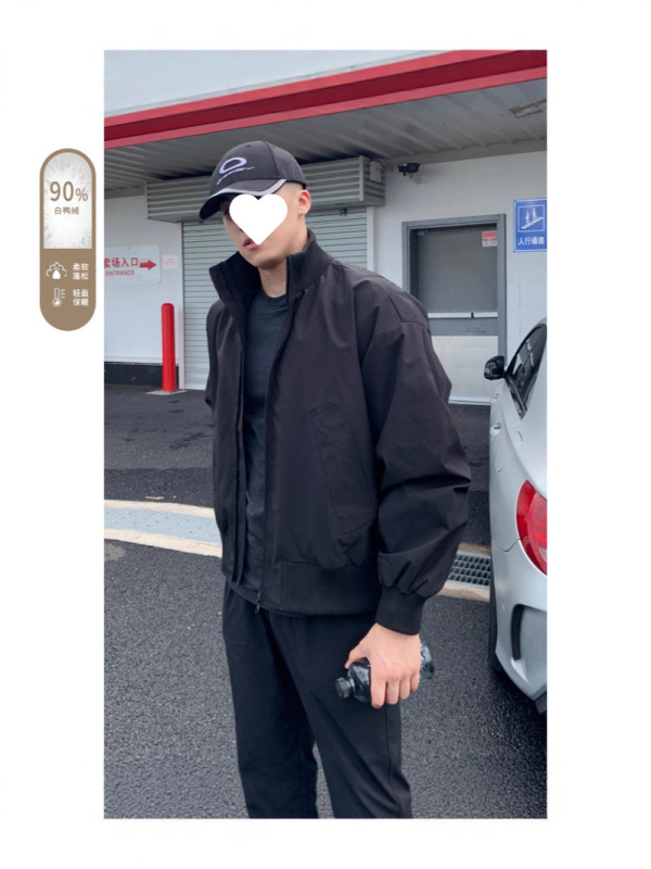 American-Style Pilot Jacket for Men, Popular Autumn and Winter Trendy Silhouette, Windproof, Fleece-Lined, Thickened, High-End down Coat