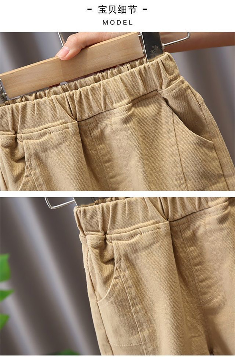 Fashion Solid Color Elastic Waist Cotton Boys Pants display picture 7