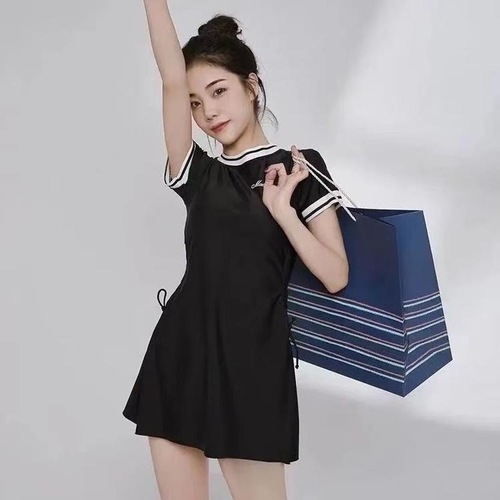 Women's Swimwear Slimming Bodysuit for Summer, Hides Fat, Conservative, Pure Campus Student, Casual, Swimming Class, Korean Hot Spring