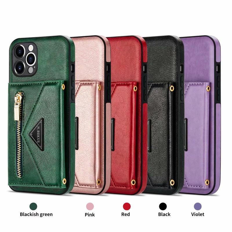 for apple iPhone16 phone case samsung folding z flip6 triangle zipper card case s24 leather back case