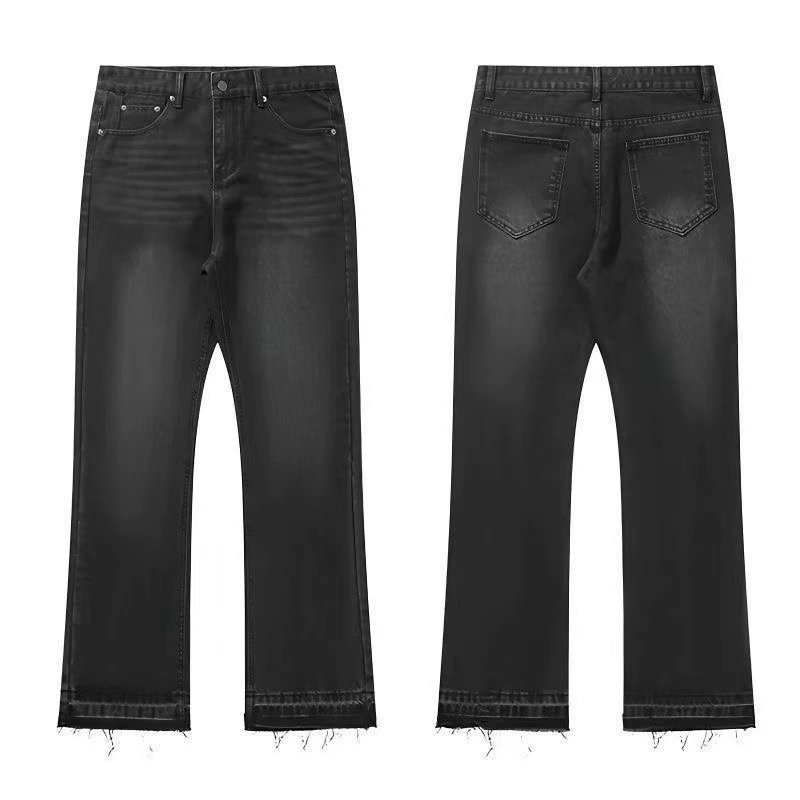 Трансграничный экспорт, американские чистые черные джинсы с кисточками в стиле 507, потертые брюки в стиле ретро