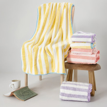 条纹加厚柔软吸水毛巾浴巾套装送礼珊瑚绒毛巾批发珊瑚绒浴巾定制