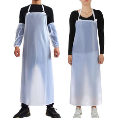 Waterproof apron, oil-proof, transparent white PVC, food processing, unisex soft leather waist apron, female kitchen scrubbing bowl sleeve long