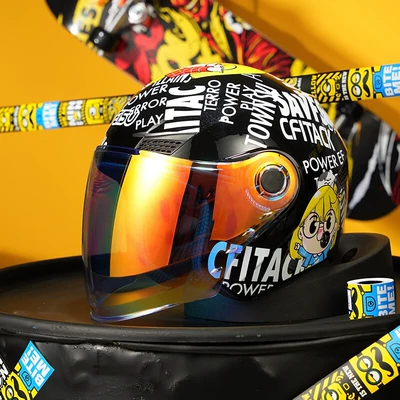 Helmet Men's Electric Vehicle – Motosiklet kaskı (dəbilqə) - little-policewoman-black-m-53-56cm