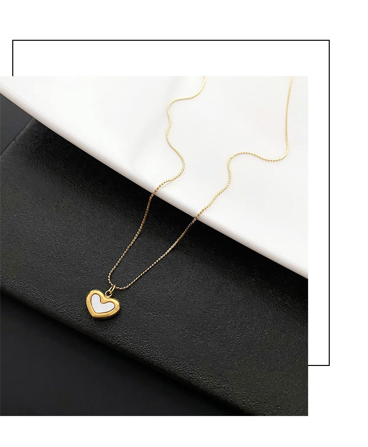 Fashion Heart Shape Titanium Steel Plating Shell Necklace_colorza_7