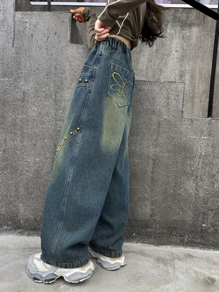 Spot 25008 Retro Pearl Jeans New Children's Miscellaneous European And American Jeans_voghion.com