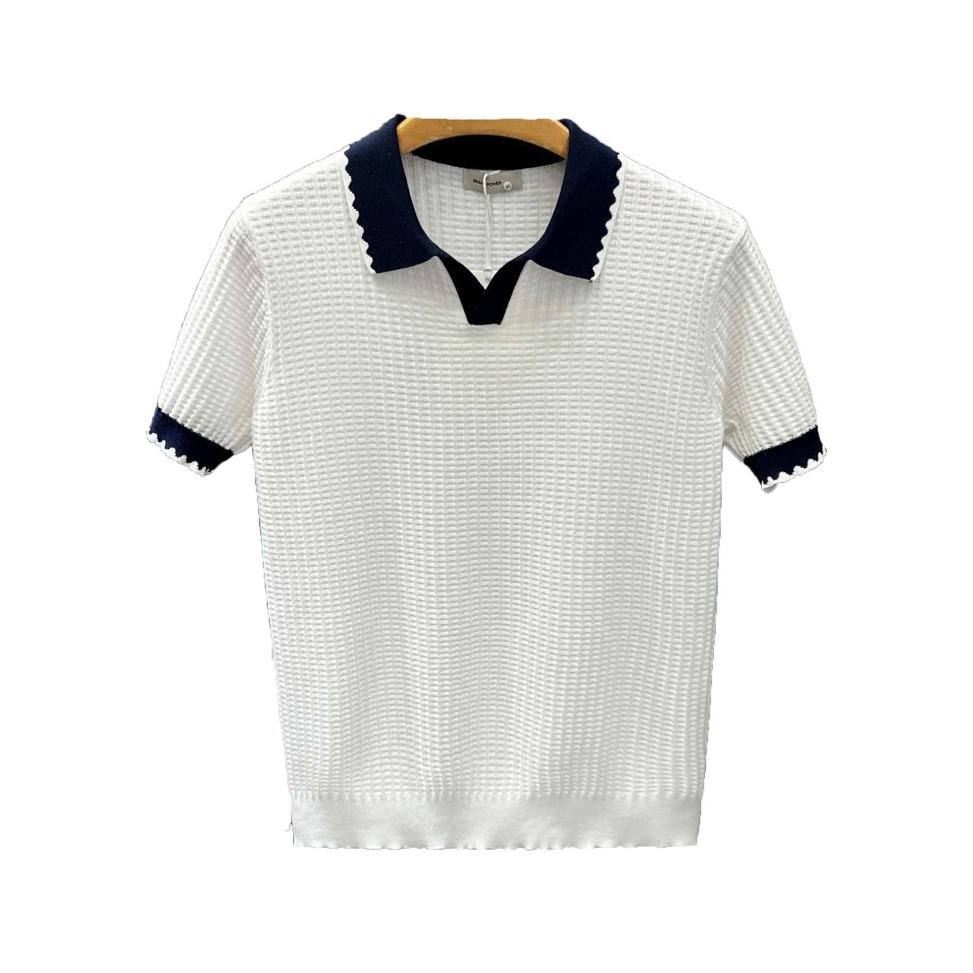 Polo camiseta de punto camiseta de manga corta hombre gaviota cuello V textural color antiguo viento camiseta de verano fábrica transfronteriza al por mayor