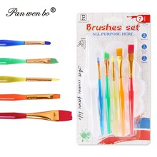 跨境儿童美术画笔7件套彩色尼龙毛塑料调色刀调色盘绘画套装批发