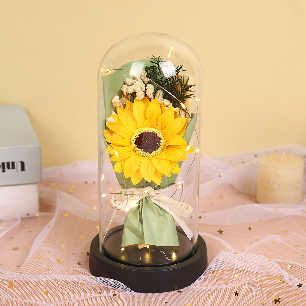 Fábrica al por mayor 520 regalos de día de San Valentín copa de vidrio eterno flores de jabón de rosas para enviar adornos exquisitos para amigos