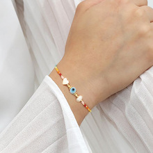 欧美跨境饰品恶魔之眼彩色米珠手工串珠民族风天然珍珠爱心手链女