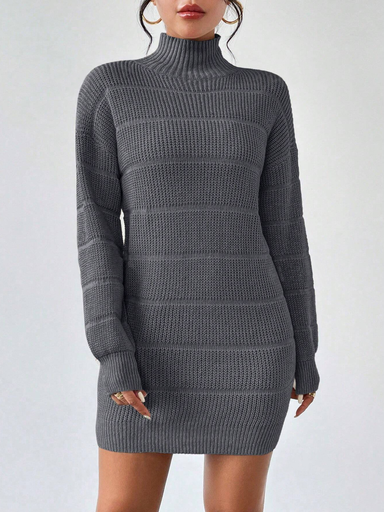 464g Weight Above Knee Dress Length Type Long Sleeve Sleeve Length Sheath Dress Dresses Type Regular Sleeve Sleeve Type Polyester Fabric Type Mid Waist Waist Line Daily Occasion Turtleneck Neckline Slim Fit Type Solid Color Pattern Winter, Autumn Season Women's Gender Casual, Elegant Style Wholesale Women's Casual Elegant Solid Color Daily Turtleneck Long Sleeve Sheath Dress 16