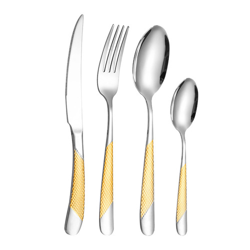 Cross-border star diamond stainless steel tableware cutlery set hotel western steak knife fork dessert fork spoon
