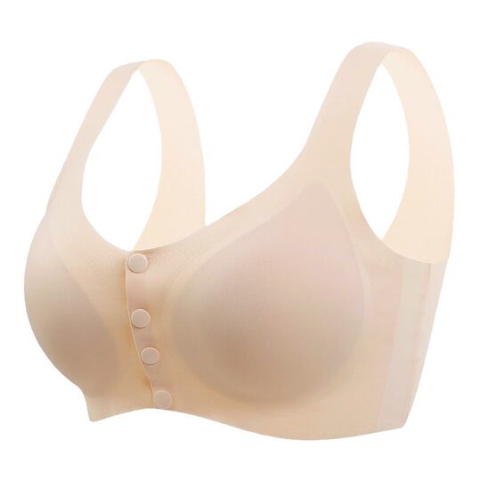 Mother's Underwear Women's Summer Thin Vest-style Front Buckle Bra No Steel Ring Bra Middle-aged and Elderly People's Traceless plus size Cotton