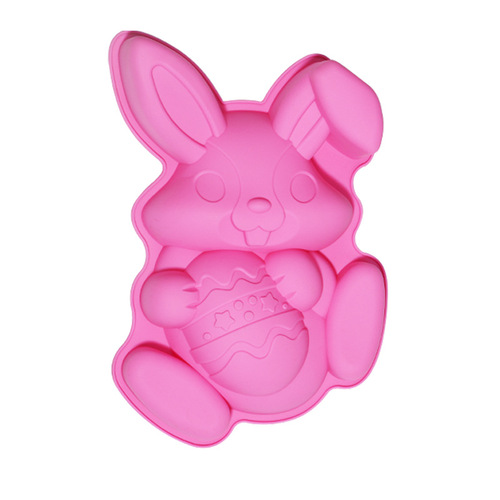 Factory Large Easter Christmas Bunny Holding Egg Baking Baking Food Grade Silicone Cake Mold