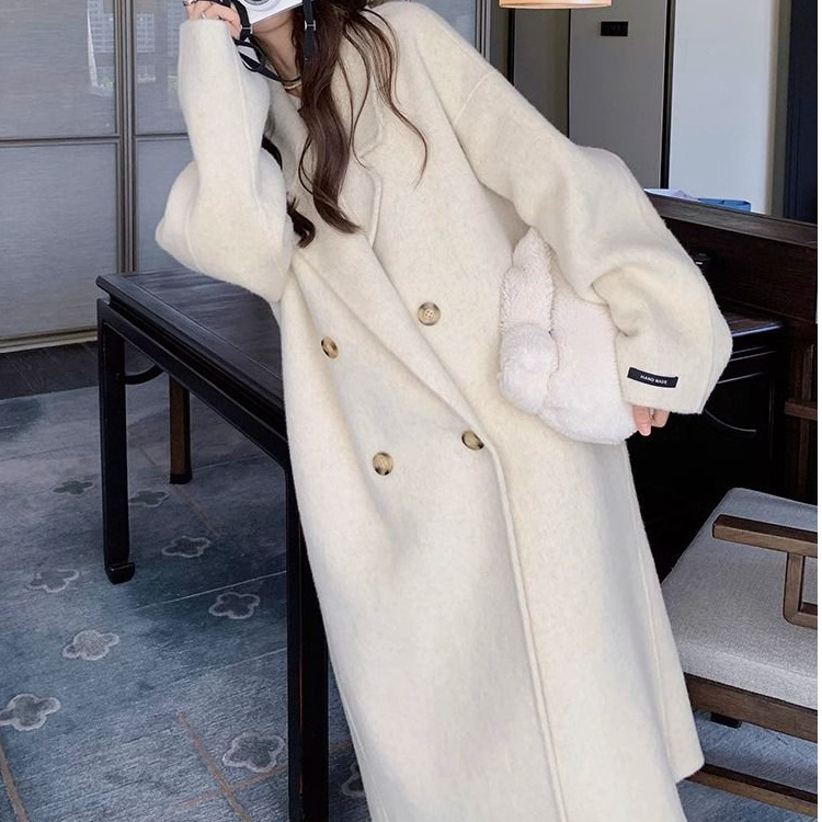 High-End Woolen Coat for Women, Autumn and Winter 2026 New Korean Style Hepburn Style Mid-Length Over-The-Knee Woolen Coat High-End Woolen Coat for Women, Autumn and Winter 2026 New Korean Style Hepburn Style Mid-Length Over-The-Knee Woolen Coat