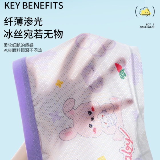 Wholesale summer thin ice silk mesh girls' underwear breathable boxer large children's little girls' underwear children's underwear