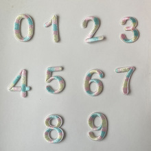 七彩刺绣绣花数字0-9布贴幼儿园服装号码标记补丁刺绣贴自粘胶款