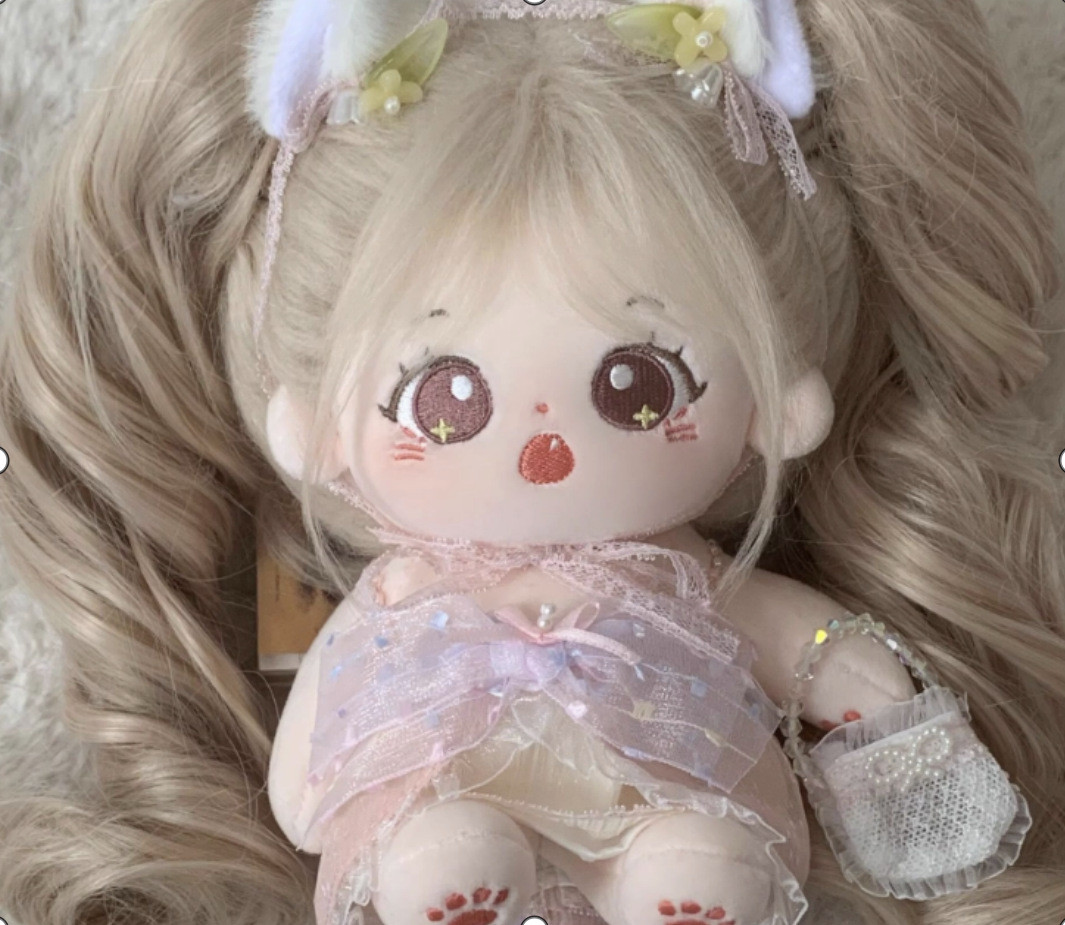 20cm algodón muñeca peluca Cola de Caballo Pelo Largo doble cola de caballo rizado en forma de humano clip de garra en stock