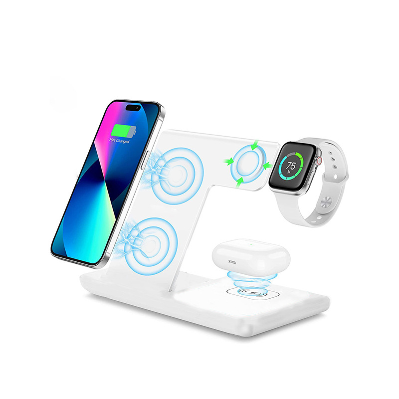 Cross-Border Three-In-One Wireless Charger Folding Mobile Phone Holder Suitable for Apple Huawei Wireless Watch Fast Charger