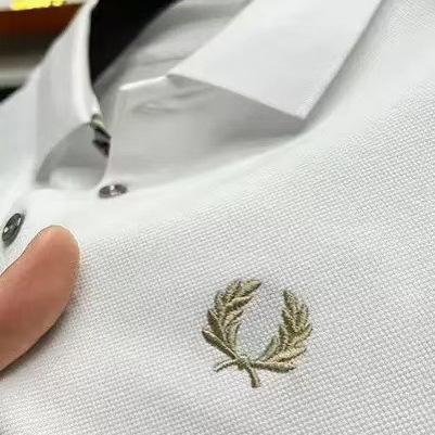 跨境金叶麦穗热卖2024男式翻领半袖马球衫时尚休闲商务刺绣T恤马