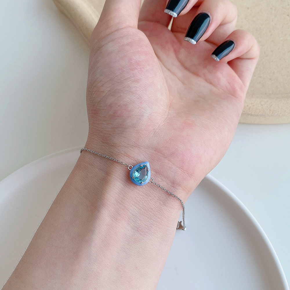 Simple Style Water Droplets Silver Plating Inlay Zircon Bracelets 1 Piece