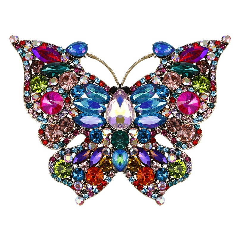 Broche de mariposa con cristales de estilo retro