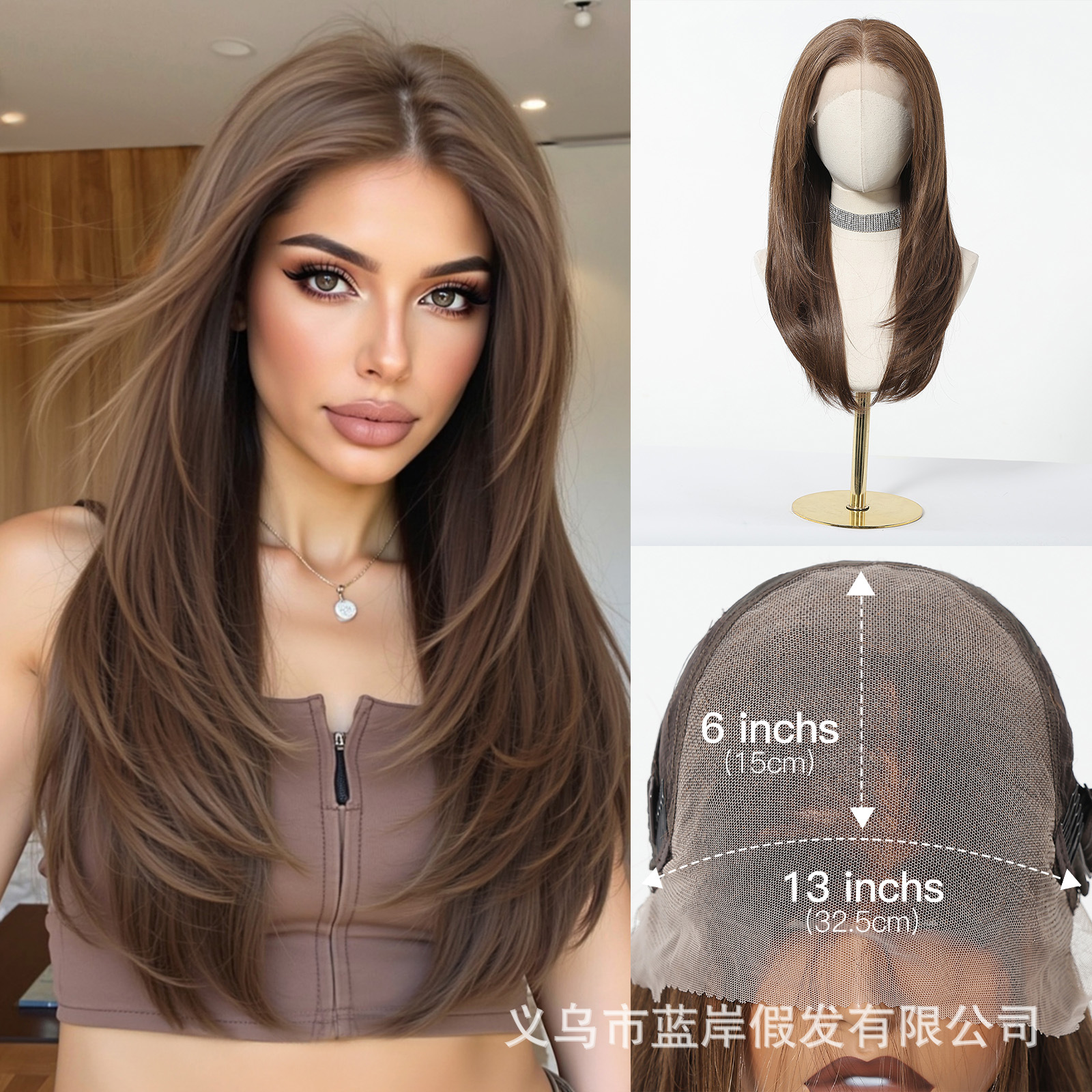 Europa y los Estados Unidos red ventas calientes de gran área de encaje pelucas de cabello de mujer cubierta de cabeza mate de alta temperatura fábrica de fibra química de seda en stock