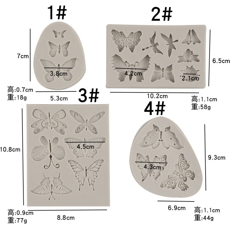 Transfronteriza Amazon múltiples mariposa fondant molde de silicona DIY hornear pastel de chocolate decorativo molde de silicona