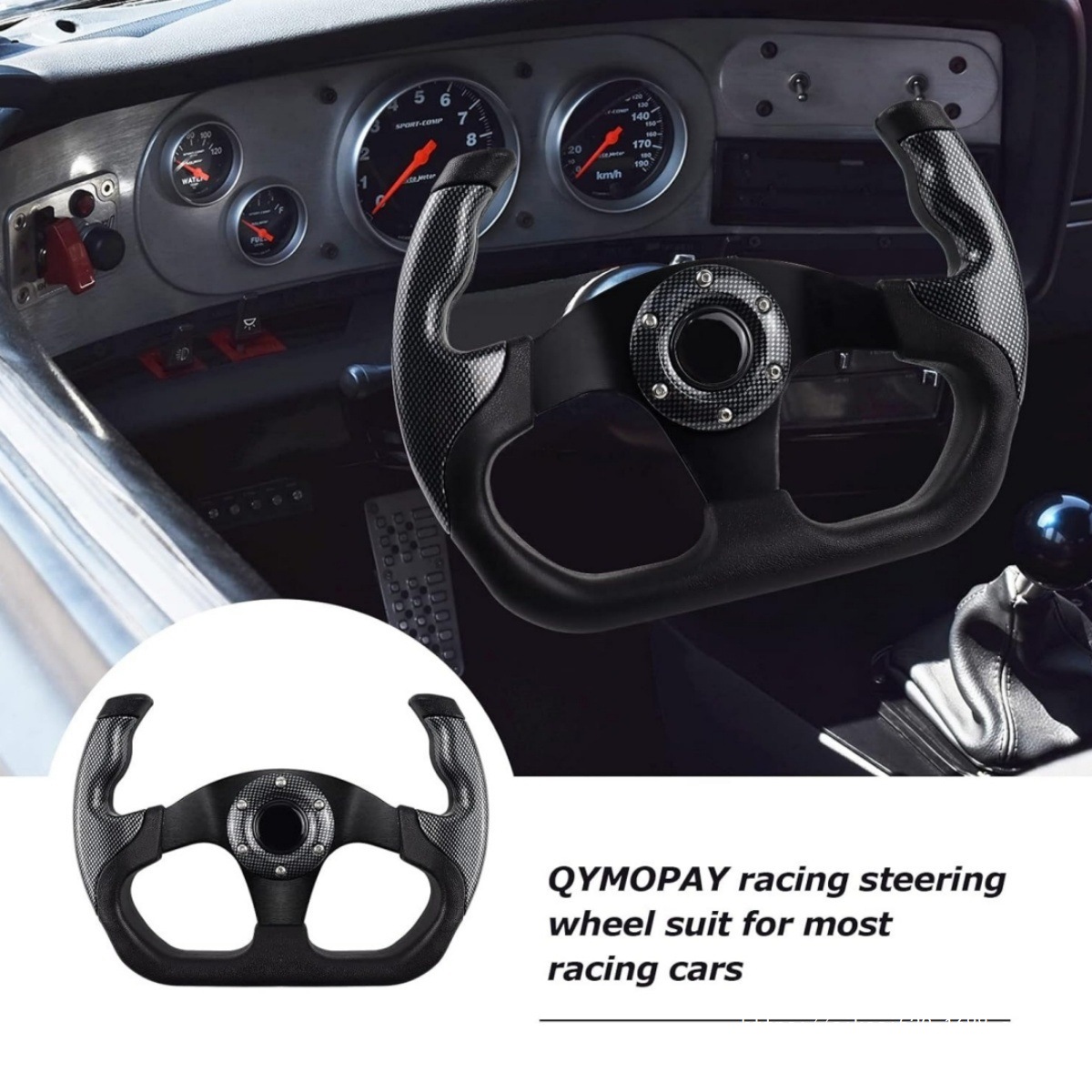 Car Modified Pu Steering Wheel Competitive Game Kart 13-Inch 320mm Imitation Racing Steering Wheel Adaptable to Universal