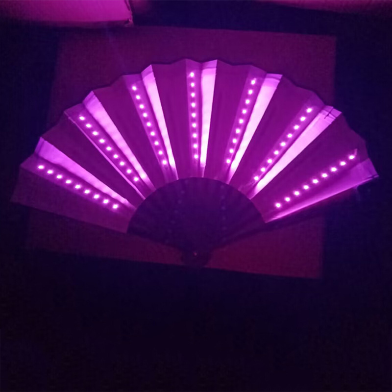 Bar KTV Atmósfera Actuación Danza Ventilador plegable Accesorios de vítores Ventilador luminoso LED colorido recargable de 5V