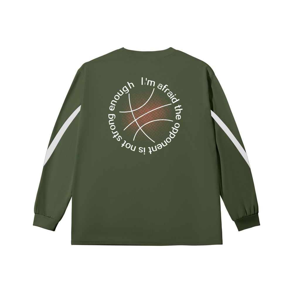 카키 화이트 긴 소매 공 라운드